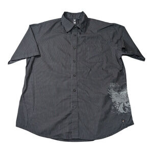 Octan Current Currehy Black And White Striped Button Up Size Med